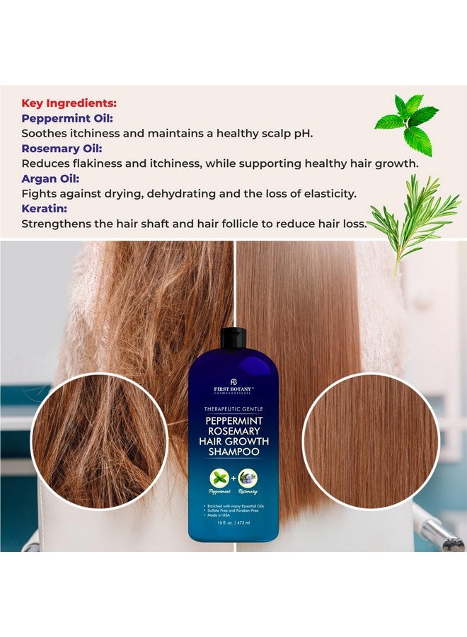 Peppermint Rosemary Hair Regrowth Shampoo Anti Hair Loss Product Daily Hydrating Detoxifying Volumizing Shampoo And Fights Dandruff For Men And Women 16 Fl Oz