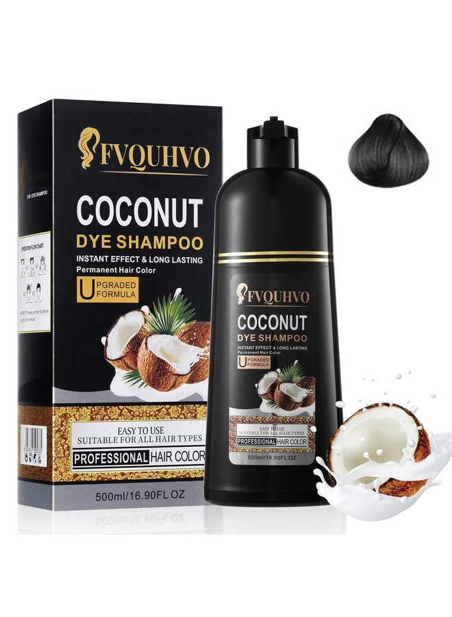 Coconut Black Hair Dye Shampoo Hair Color Shampoo For Gray Hairinstant Black Hair Shampoo 3 In 1Black Hair Dye 16.90 Fl Oz For Women Menlong Lasting & Easy To Apply Black Shampoo For All Hair Types