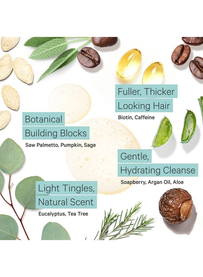 Biotin Fine Hair Thickening Shampoo For Thicker Fuller Volume Gentle Volumizing Sulfate Free Argan Oil Shampoo For Women & Men W/Caffeine Organic Saw Palmetto All Natural Tea Tree