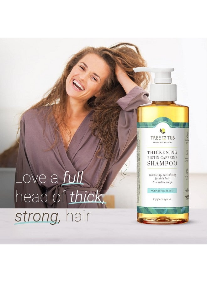 Biotin Fine Hair Thickening Shampoo For Thicker Fuller Volume Gentle Volumizing Sulfate Free Argan Oil Shampoo For Women & Men W/Caffeine Organic Saw Palmetto All Natural Tea Tree