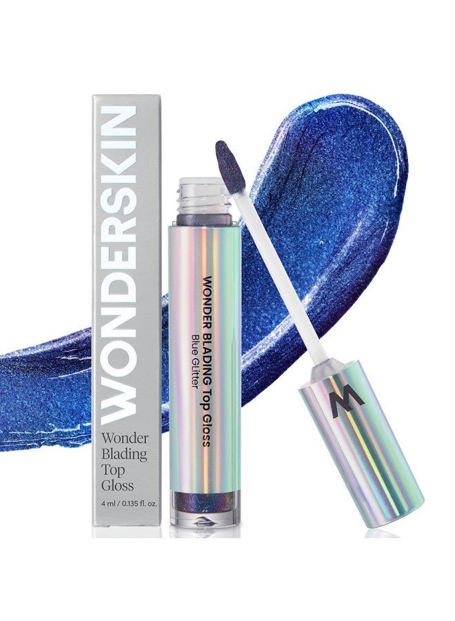 Wonder Blading Top Gloss Clear Lip Gloss High Shine Finish Hydrating Lip Gloss Lip Makeup (Glitter Blue)