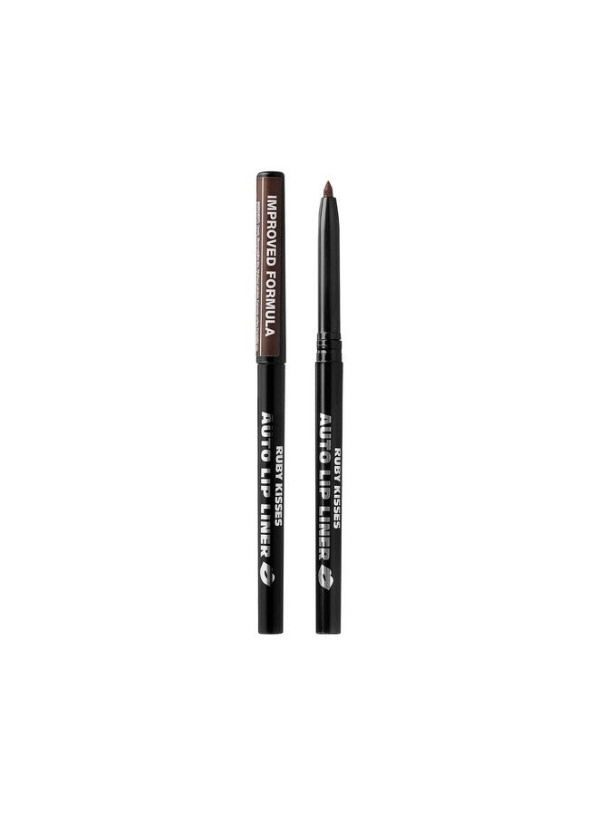 Auto Lip Liner Pencil Long Lasting & Nonfading Smooth Application Nonfeathering With Rich Color No Sharpener Needed Ideal For Full Lips Look (Dark Brown) (3 Pack)