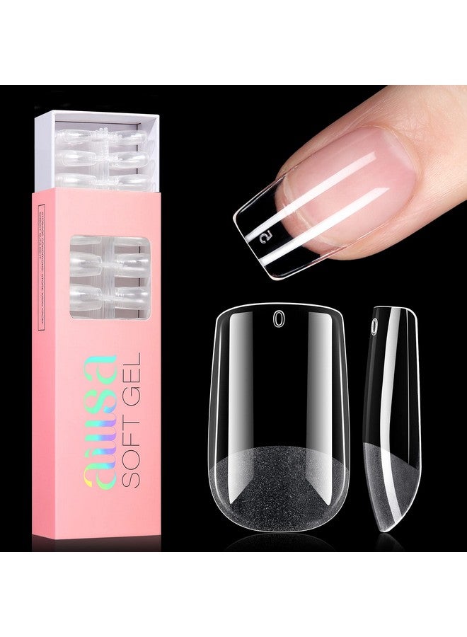 Short Square Nail Tips Half Matte Full Cover No Filed Nail Tips 360Pcs Soft Gel False Nail Tips For Dip Powder Clear Gelly Nail Tips For Press On Nail Extension 12 Sizes With Gift Box