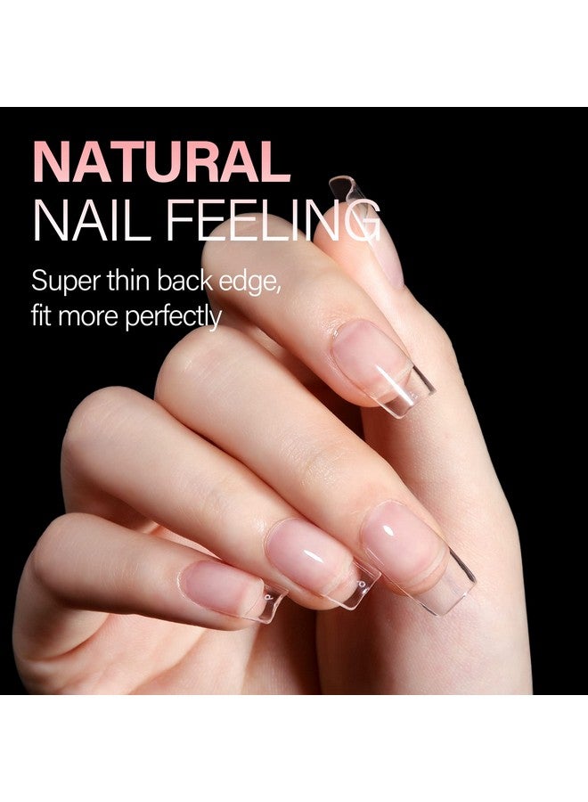 Short Square Nail Tips Half Matte Full Cover No Filed Nail Tips 360Pcs Soft Gel False Nail Tips For Dip Powder Clear Gelly Nail Tips For Press On Nail Extension 12 Sizes With Gift Box