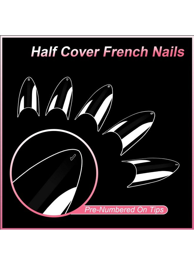 Short Stiletto Nail Tips Clear Nail Tips Half Cover Mekk 600Pcs Acrylic False Nail Tips Fake Nail Tips For Nail Salons And Diy Nail Art At Home10Sizes