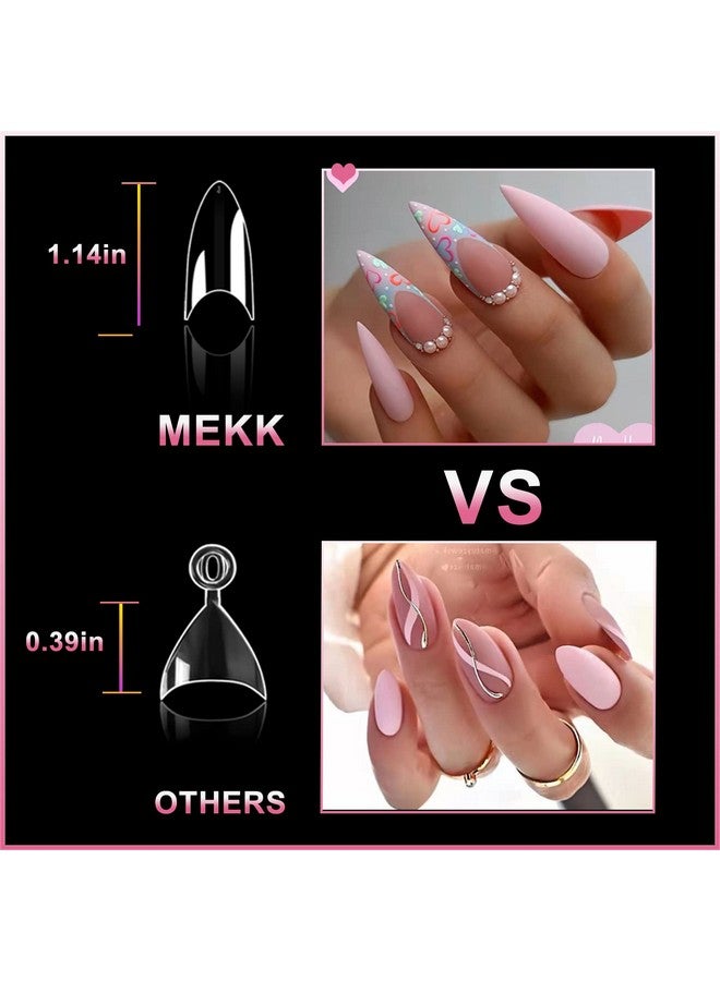Short Stiletto Nail Tips Clear Nail Tips Half Cover Mekk 600Pcs Acrylic False Nail Tips Fake Nail Tips For Nail Salons And Diy Nail Art At Home10Sizes