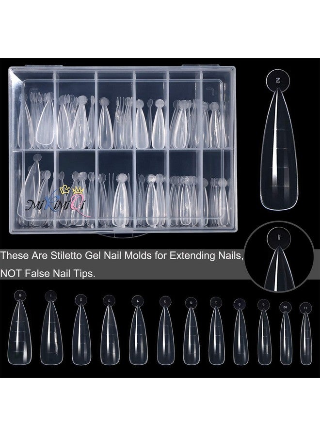Dual Nail Forms Set Poly Gel Quick Building Nail Kit 120Pcs Stiletto Gel Nail Molds With 10Pcs Acrylic Nail Tips Clips 1Pc Dualended Poly Extension Gel Brush Nail File For Polygel Extension