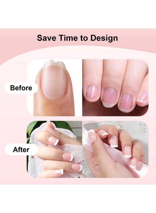 240 Pieces Natural French Fake Nailsacrylic False Nails Kit Including 12 Different Size Short Press On False Nailspink White Nails Tips Sets With Nail Stickersfiles And Stick (240 Pcs)
