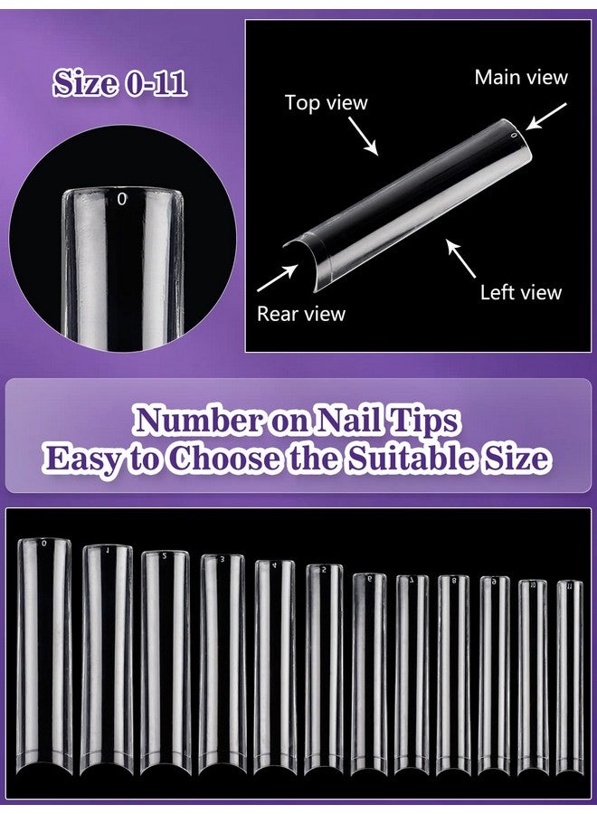 504Pcs Xxl Square No C Curve Nail Tips For Acrylic Nails Professional Clear Tapered Square Straight Half Cover Extra Long Fake Nails Ballerina Coffin Nails Tips For Salons Diy Nail Art