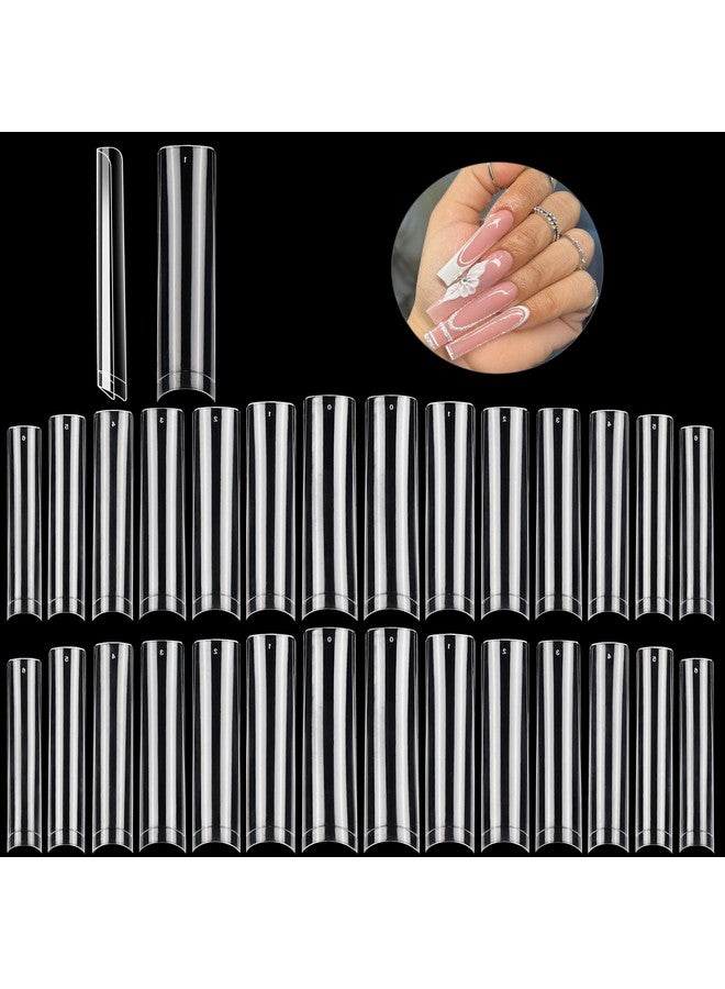 504Pcs Xxl Square No C Curve Nail Tips For Acrylic Nails Professional Clear Tapered Square Straight Half Cover Extra Long Fake Nails Ballerina Coffin Nails Tips For Salons Diy Nail Art