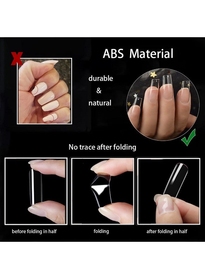 500Pcs Square Nail Tips Full Cover Clear Fake Nail Tips For Acrylic Nails Size 1~10