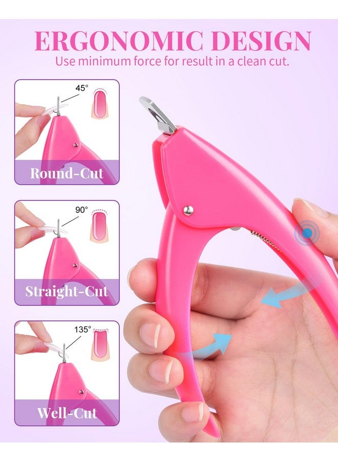 500Pcs Clear Acrylic Nail Tips Fake Nails Half Cover Square Flat Nail Tips Nail Clipper Files And Glues Cuticle Fork For Nail Art Salon Home Diy