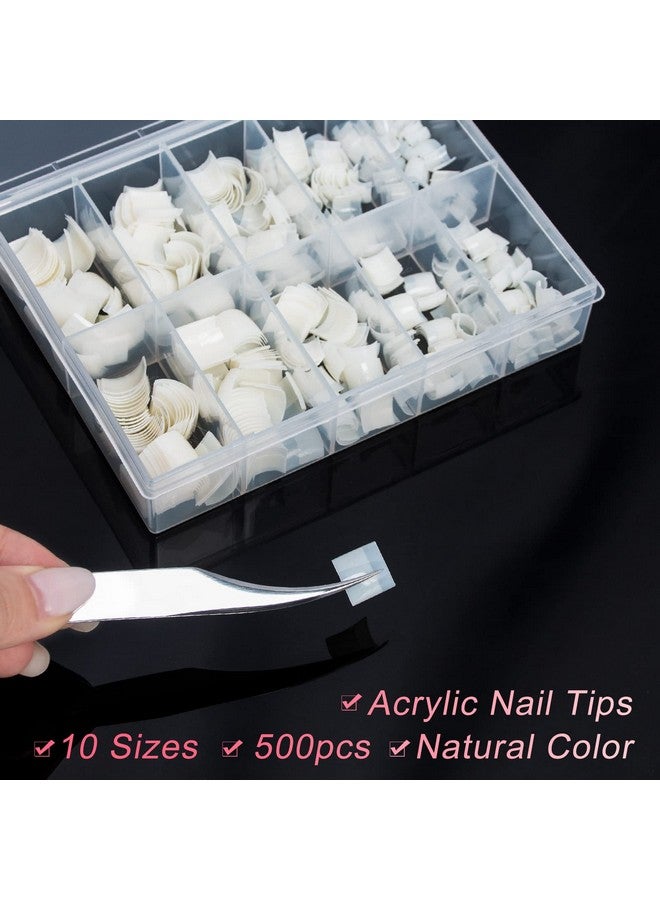 Short Nail Tips Buqikma 500Pcs French Short Style Nail Tip Natural Acrylic Nail Tips 10 Sizes False Nails For Nail Salon (Natural)