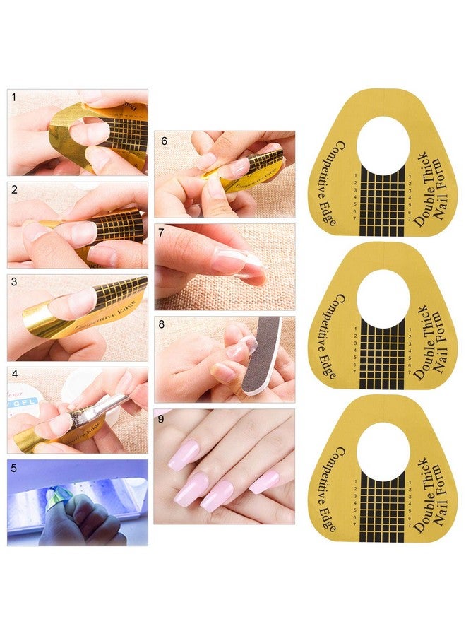 300 Pieces Acrylic Nail Form Sticker Nail Sculpting Forms Golden Horseshoeshaped Nail Extension Forms For Builder Gel And Acrylic Nails