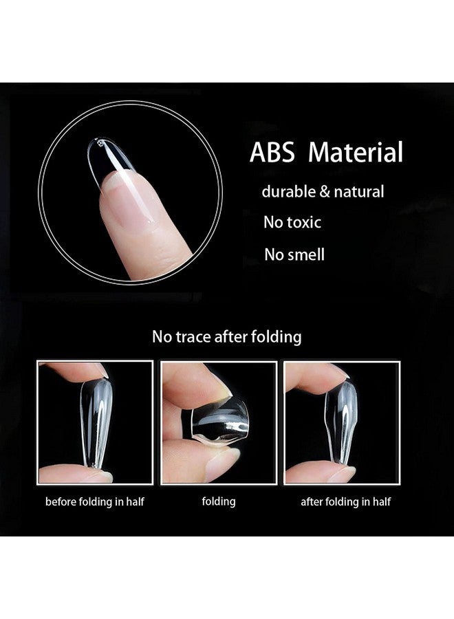 500Pcs Oval Nail Tips For Acrylic Clear Fake Nails Full Cover 10 Sizes