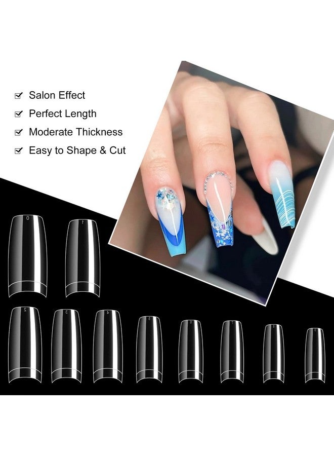 500Pcs Clear False Nails Tips Half Cover Lady French Style Acrylic Artificial Tip Manicure With Box Of 10 Sizes For Nail Tips Art Salons And Home Diy…