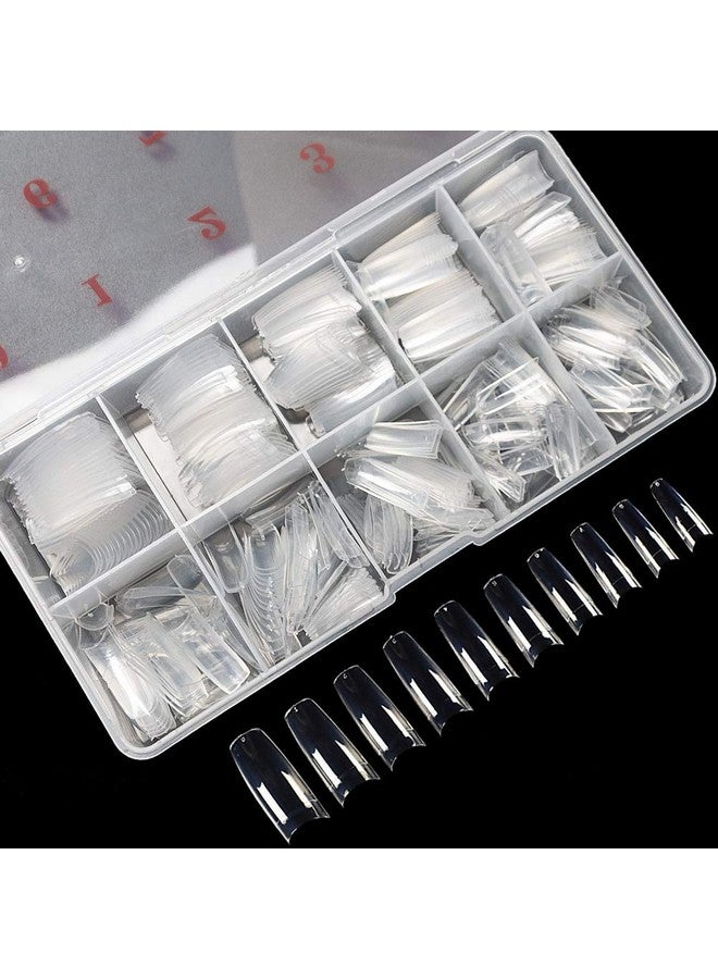 500Pcs Clear False Nails Tips Half Cover Lady French Style Acrylic Artificial Tip Manicure With Box Of 10 Sizes For Nail Tips Art Salons And Home Diy…