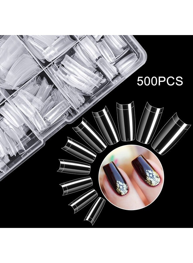 500Pcs Clear False Nails Tips Half Cover Lady French Style Acrylic Artificial Tip Manicure With Box Of 10 Sizes For Nail Tips Art Salons And Home Diy…