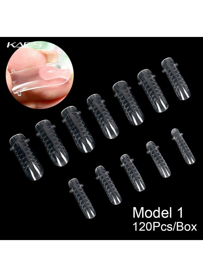 120Pcs Clear Full Cover Dual Nail System Form Uv Gel Acrylic Nail Art Mold Artificial Nail Tips With Scale For Extension (Model 2)