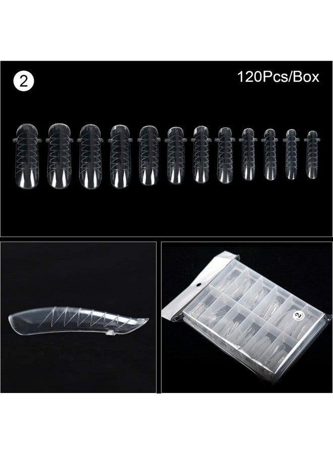 120Pcs Clear Full Cover Dual Nail System Form Uv Gel Acrylic Nail Art Mold Artificial Nail Tips With Scale For Extension (Model 2)