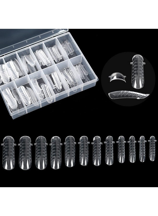 120Pcs Clear Full Cover Dual Nail System Form Uv Gel Acrylic Nail Art Mold Artificial Nail Tips With Scale For Extension (Model 2)