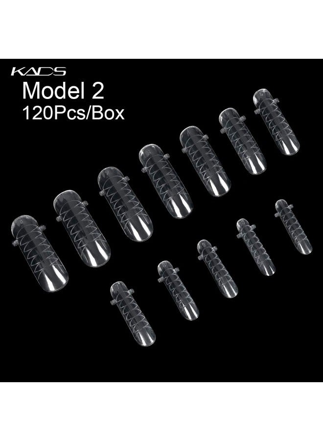 120Pcs Clear Full Cover Dual Nail System Form Uv Gel Acrylic Nail Art Mold Artificial Nail Tips With Scale For Extension (Model 2)