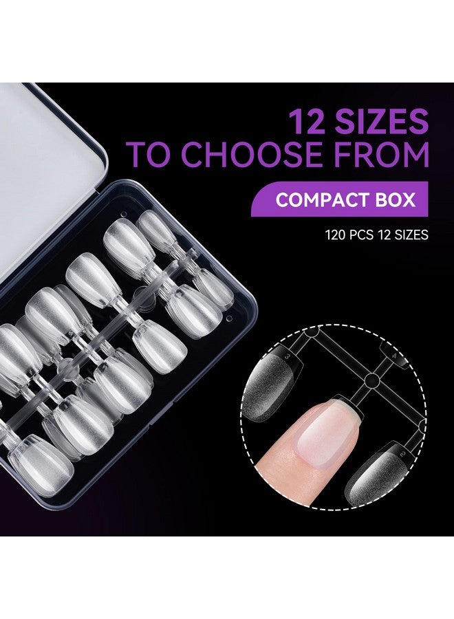 Nail Tips Gel X Nail Tips Extra Short Coffin Nail Tip Full Cover 120Pcs 12 Sizes Extra Short Coffin