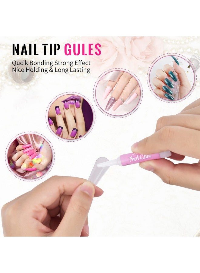 Clear False Coffin Nail Tips Morgles Full Cover Nail Tips Set With 500Pcs Clear Press On Nails Fake Nail Tips With Nail Glue Clipper Files Cuticle Pusher And Fork For Gel Nail Art Diy