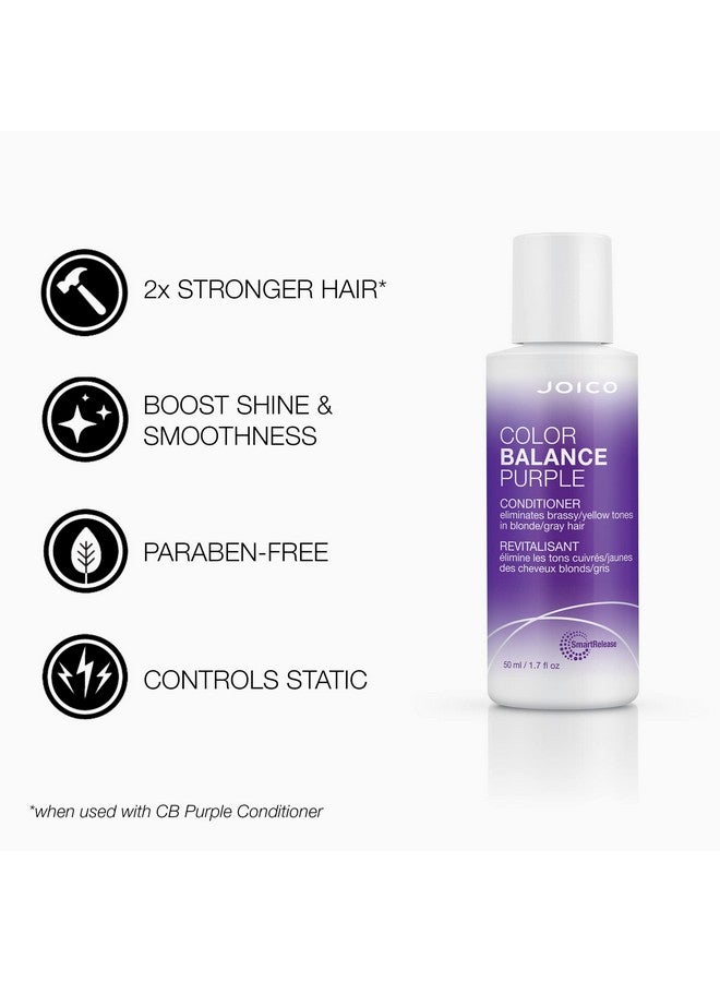 Color Balance Purple Conditioner 1.7 Fl Oz For Cool Blonde Gray Hair Eliminates Brassy Yellow Tones Boosts Vibrancy & Shine Uv Protection With Rosehip Oil & Green Tea Extract