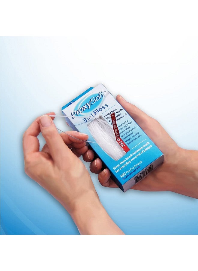 3In1 Dental Floss For Optimal Teeth Flossing 2 Packs Precut Ortho Floss Threaders For Braces Tight Spaces Bridges Implants With Builtin Soft Proxy Brush And Stiff Threader Flosser