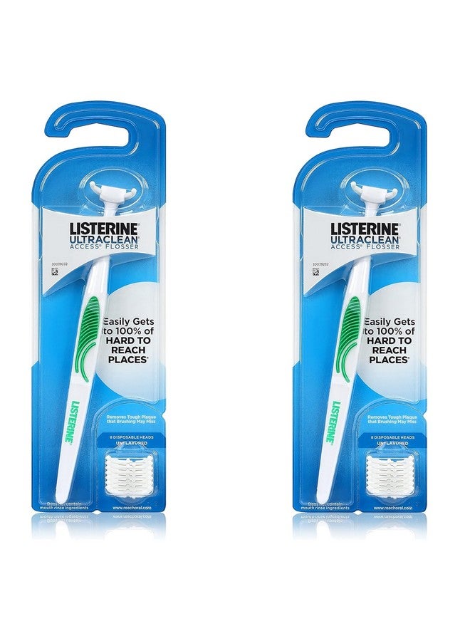 Ultraclean Access Flosser + 8 Refill Dental Flosser Heads Oral Care And Hygiene (Pack Of 2)