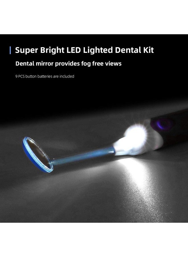 Tooth Stain Remover Tool Oral Care Cleaning Kit With Led Light For Dentist Family Oral Cleaning Dental Scraper Tooth Pick Hygiene Set With Mouth Mirror Easy To Carry And Use