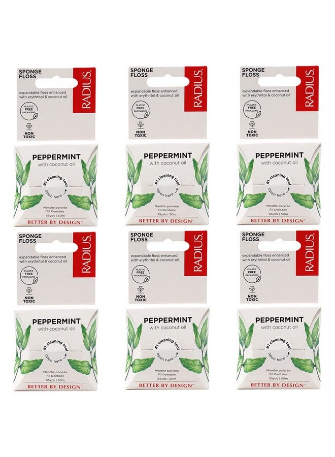 Peppermint Dental Floss 55 Yards Vegan And Nontoxic Oral Care Boost Total Tooth & Gum Protection Clear Pack Of 6