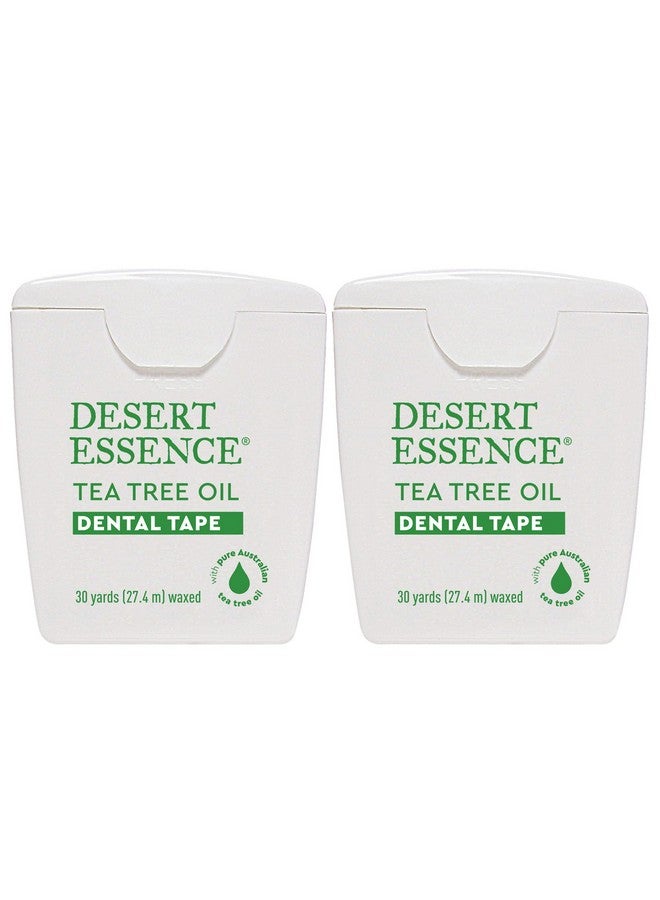 Tea Tree Oil Dental Tape 30 Yards Pack Of 2 Naturally Waxed W/Beeswax Thick Flossing No Shred Tape On The Go Removes Food Debris Buildup Crueltyfree Antiseptic