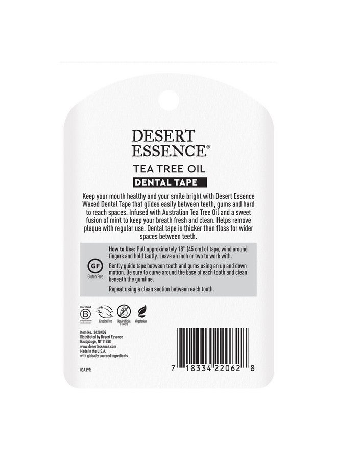 Tea Tree Oil Dental Tape 30 Yards Pack Of 2 Naturally Waxed W/Beeswax Thick Flossing No Shred Tape On The Go Removes Food Debris Buildup Crueltyfree Antiseptic