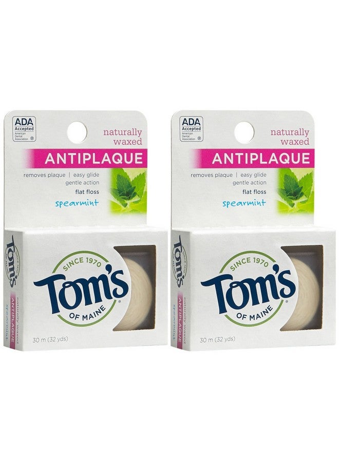 Natural Waxed Antiplaque Flat Floss Spearmint 32Yards Pack Of 2
