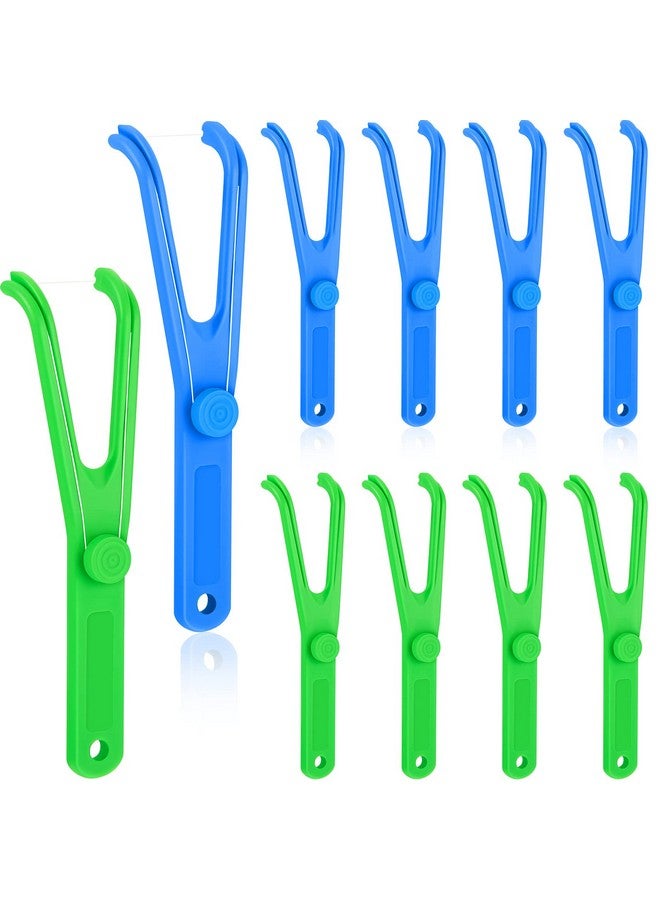 10 Pieces Dental Floss Holder Reusable Flosser Reusable Floss Handle Holder Flossmate Handle For Oral Clearing (Blue Green)