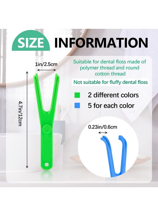 10 Pieces Dental Floss Holder Reusable Flosser Reusable Floss Handle Holder Flossmate Handle For Oral Clearing (Blue Green)