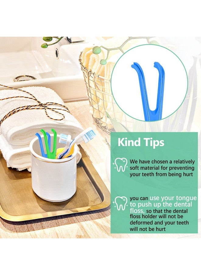 10 Pieces Dental Floss Holder Reusable Flosser Reusable Floss Handle Holder Flossmate Handle For Oral Clearing (Blue Green)