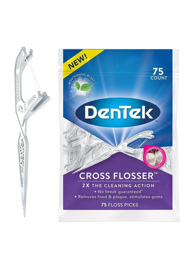 Cross Flosser Plaque Control Floss Picks Xshaped Floss 75 Count (Pack Of 4)