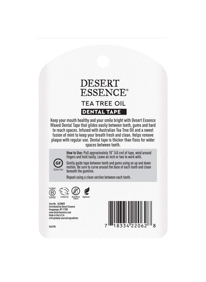 Tea Tree Oil Dental Tape 30 Yards Pack Of 6 Naturally Waxed W/Beeswax Thick Flossing No Shred Tape On The Go Removes Food Debris Buildup Crueltyfree Antiseptic