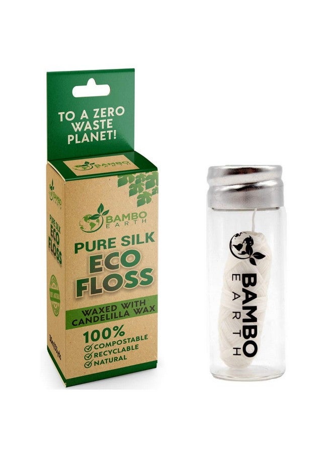 Biodegradable Mint Dental Tooth Lace Floss With Refillable & Reusable Glass Holder 100% Organic Natural And Compostable Teeth Silk Spool Waxed With Candelilla Wax & Ecofriendly Zero Waste Packaging