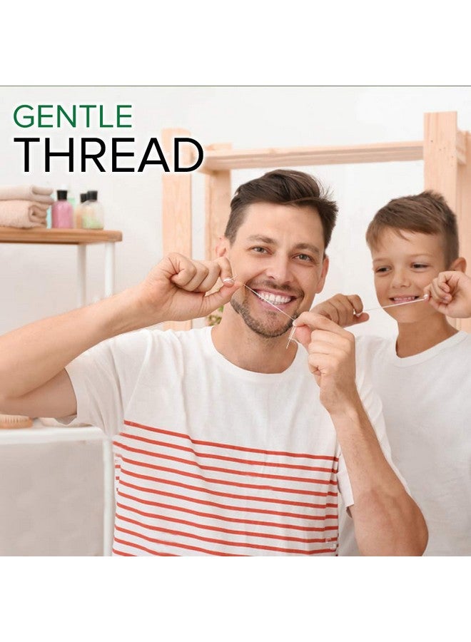 Biodegradable Mint Dental Tooth Lace Floss 2X Refillable Flossers 100% Organic Natural And Compostable Teeth Silk Spool Waxed With Candelilla Wax & Ecofriendly Zero Waste Packaging