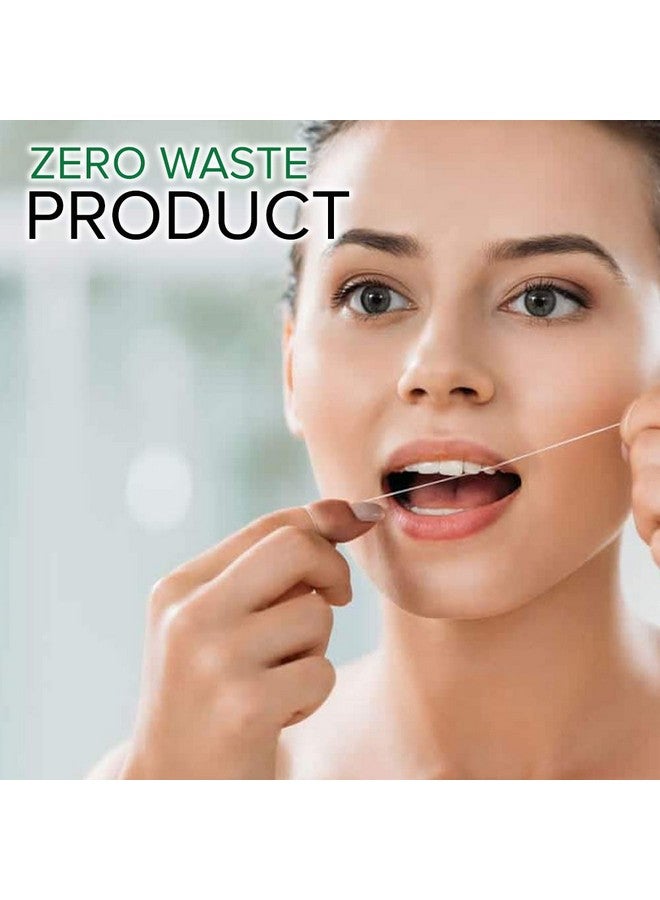 Biodegradable Mint Dental Tooth Lace Floss 2X Refillable Flossers 100% Organic Natural And Compostable Teeth Silk Spool Waxed With Candelilla Wax & Ecofriendly Zero Waste Packaging