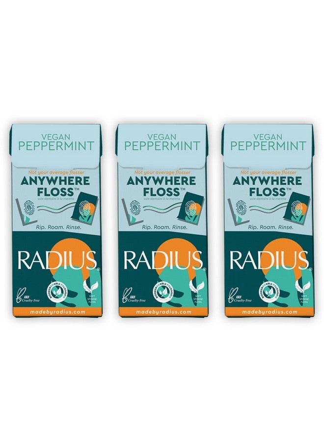 Vegan Peppermint Anywhere Floss Travel Dental Floss For Oral Care Boost Non Toxic Tooth & Gum Protection (20 Single Use Flossers Per Pack) Pack Of 3