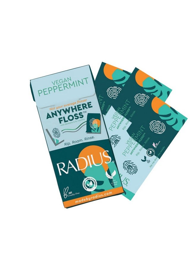 Vegan Peppermint Anywhere Floss Travel Dental Floss For Oral Care Boost Non Toxic Tooth & Gum Protection (20 Single Use Flossers Per Pack) Pack Of 3
