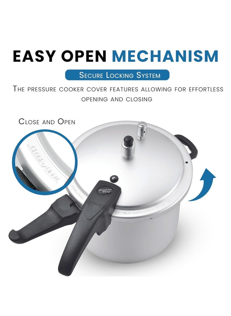 5Liters Kitchen King Feast Pressure Cooker, 4 Point Safety System, Smart Cooking Technology, Promotes Healthy Cooking, PFOA Free, Energy Saving Meals for Professionals & Home Use, 5 Liters Silver
