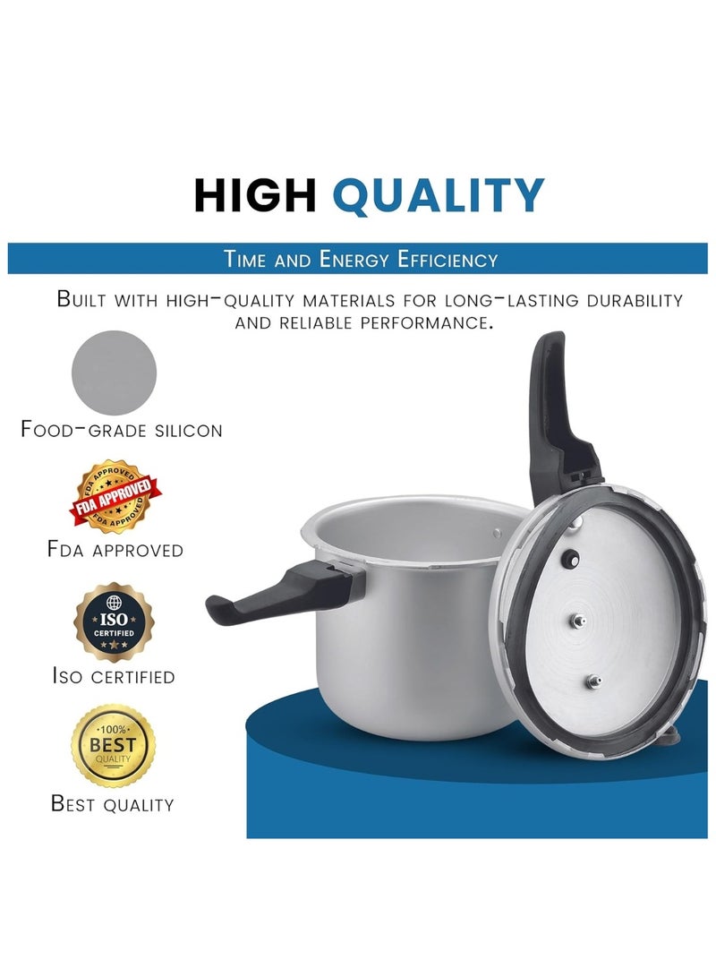 5Liters Kitchen King Feast Pressure Cooker, 4 Point Safety System, Smart Cooking Technology, Promotes Healthy Cooking, PFOA Free, Energy Saving Meals for Professionals & Home Use, 5 Liters Silver