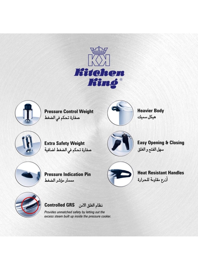 5Liters Kitchen King 2-in-1 Wok Pressure Cooker, Durable Build, Promotes Healthy Cooking, Heat Resistant Handles, CGRS, Pressure Indication & Control, Heavy Body, Easy Open & Close, 5 Liters Silver