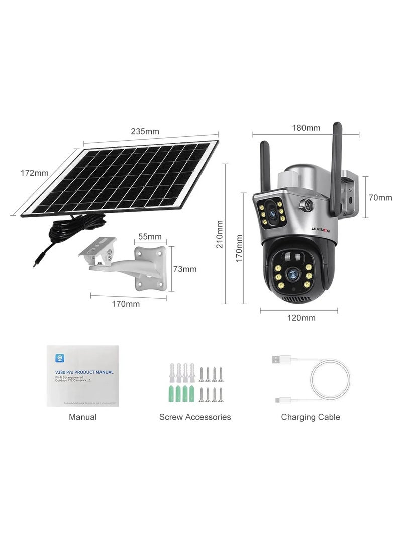 Dual Screen Solar Cell Phone 4G Surveillance Camera Solarcctv Night Vision Full Color HD WIFI